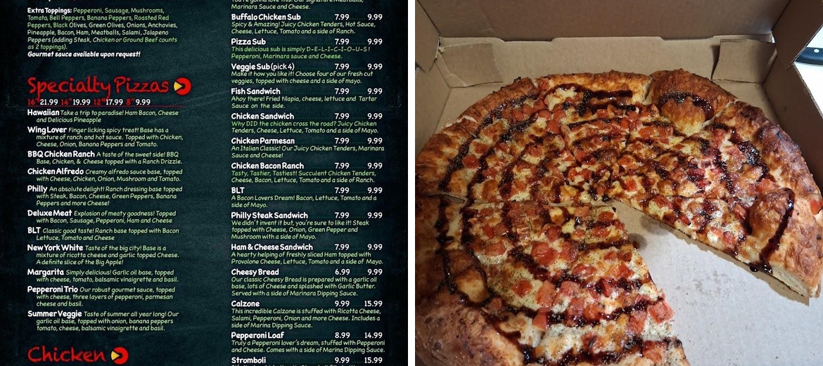 Ermanno's Pizza Menu