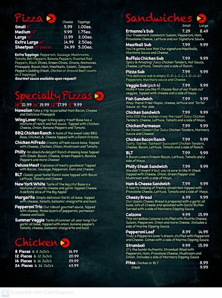 Ermanno's Pizza Menu image 1